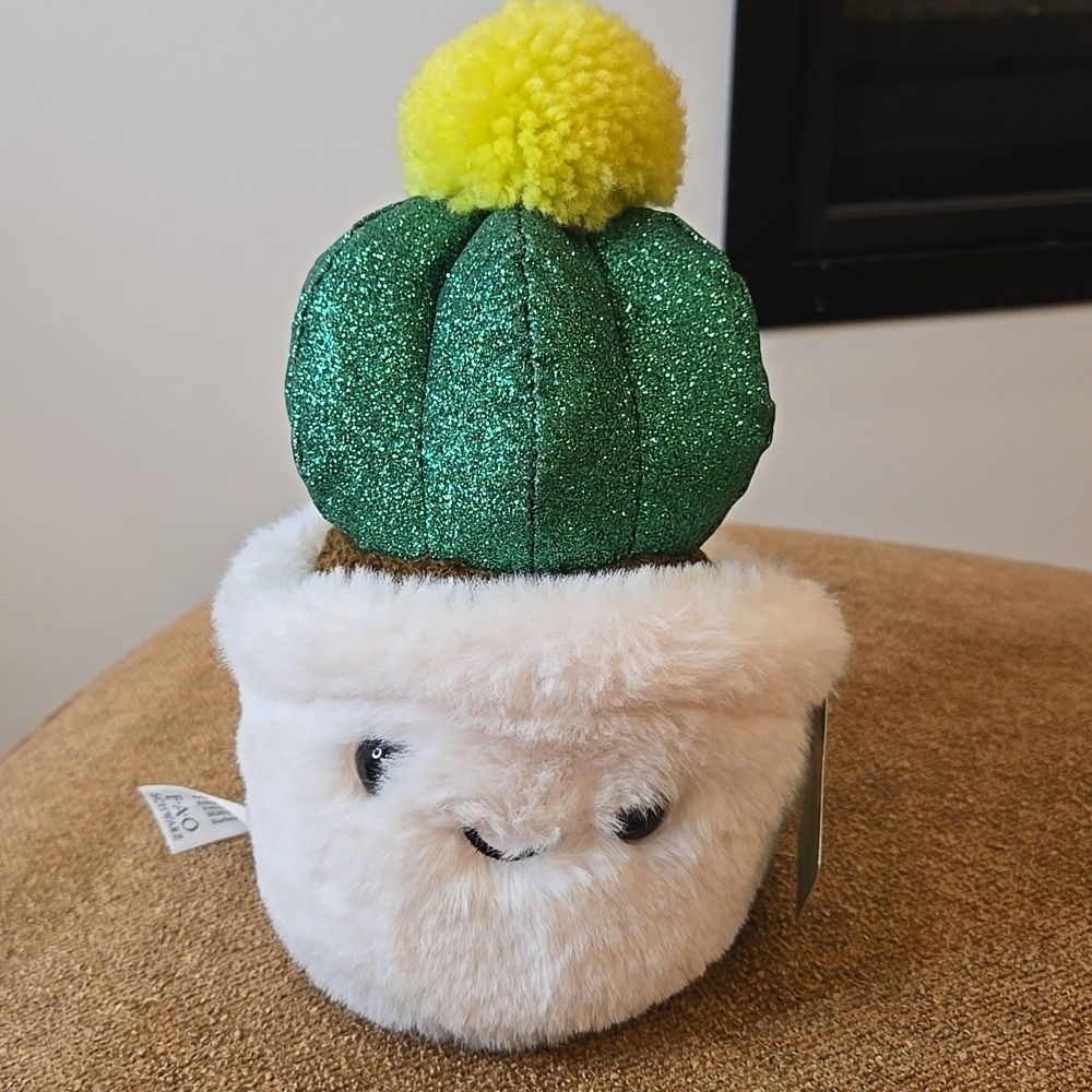 FAO Schwarz 7" Sparklers Cactus Golden Ball Plant Succulent Toy Plush NWT New